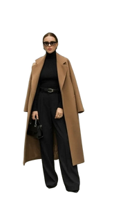 Camel color long wool overcoat
