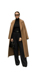 Camel color long wool overcoat